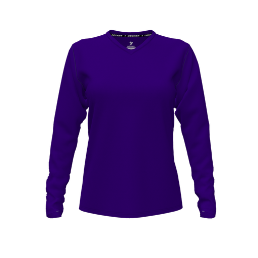 [FTLVCFPP-FYXS-LOGO1] Decker Comfort T-Shirt (Female Youth XS, Purple, V Neck, Logo 1, Long Sleeve)